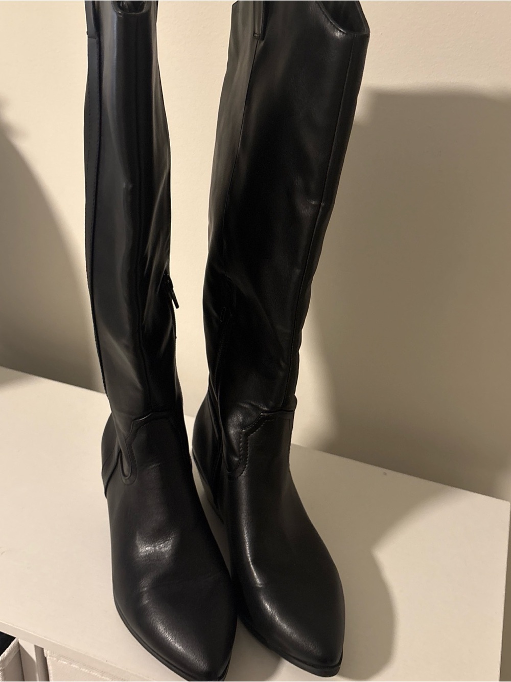 Classic Black Over-the-Knee Leather Boots